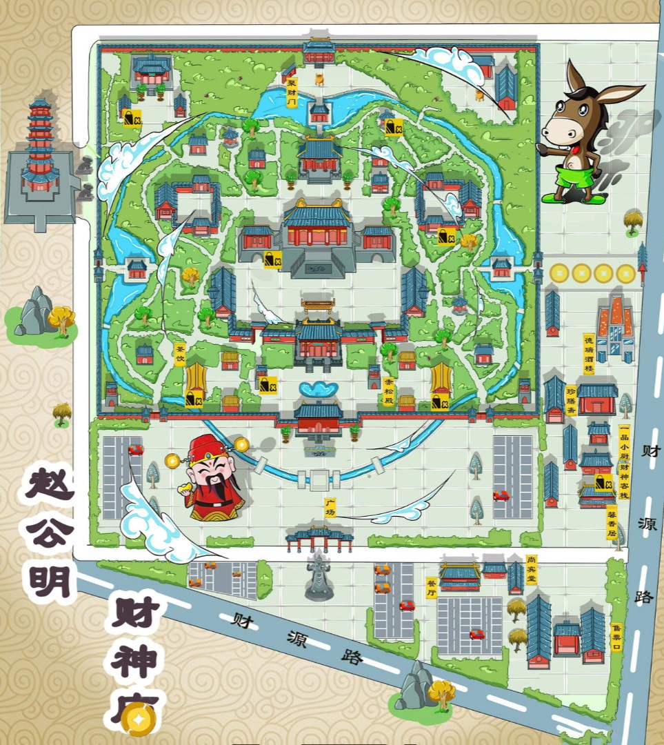 澜沧寺庙类手绘地图